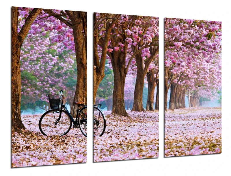 Cuadros Cámara Photo picture Path Forest in Autumn, Rose Flower Pathway Total Size: 97 x 62 cm XXL