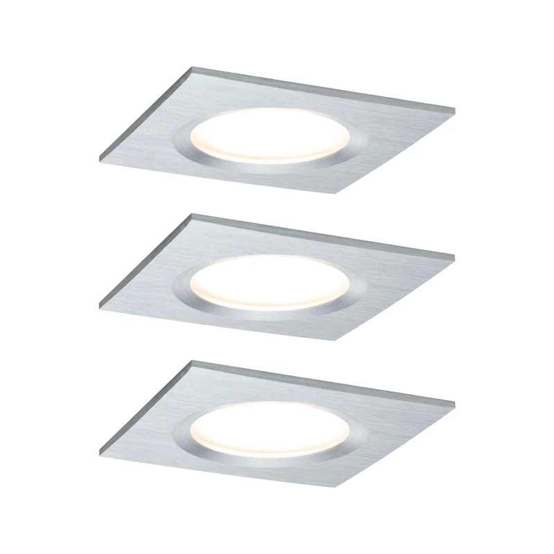Paulmann 93895 Premium RL Set Coin Slim dim sq Rigid LED 3x6.8W 2700K 230V 51mm alu Turned/al, 7,8 x 7,8 x 4,5 cm