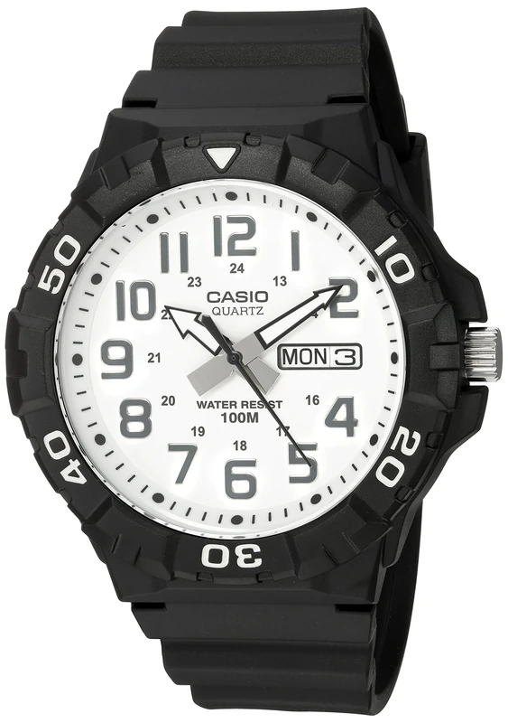 Casio Men's MRW-210H-7AVCF Diver Style Analog Display Quartz Black Watch, Black/White, MRW-210H-7AVCF