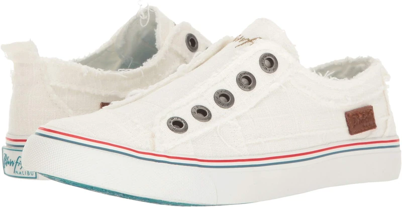 Blowfish Malibu Women's Play Fashion Sneaker, White Cozumel Linen, 7 UK