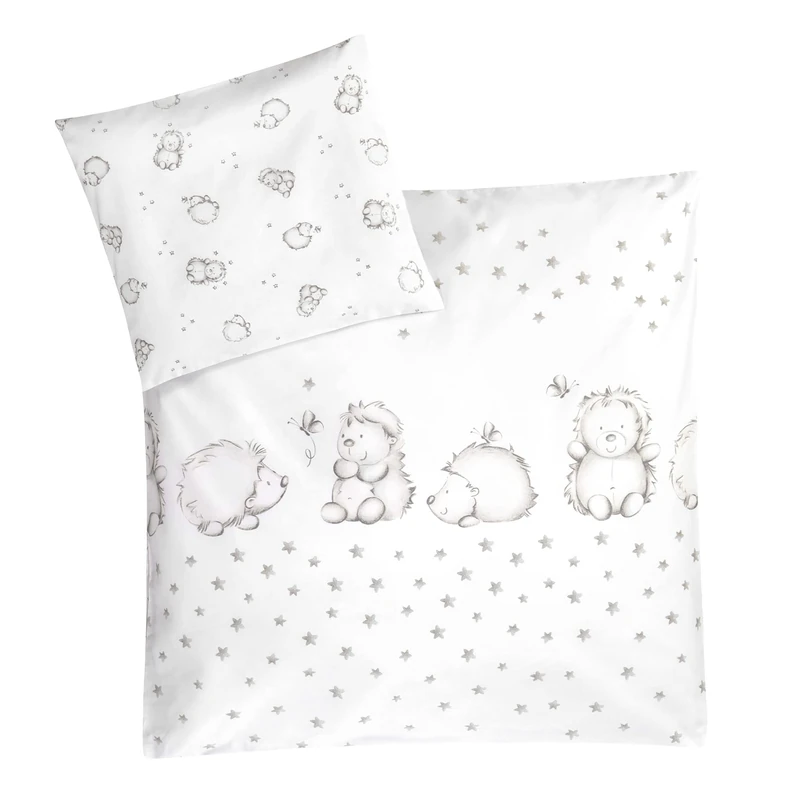 Julius Zöllner Baby Bed Linen 100% Cotton Standard 100 by Oeko-Tex, Made in Germany, Size 80 x 80 + 35 x 40 cm, Hedgehogs