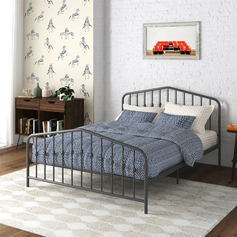 DHP Bushwick Metal Bed Grey King