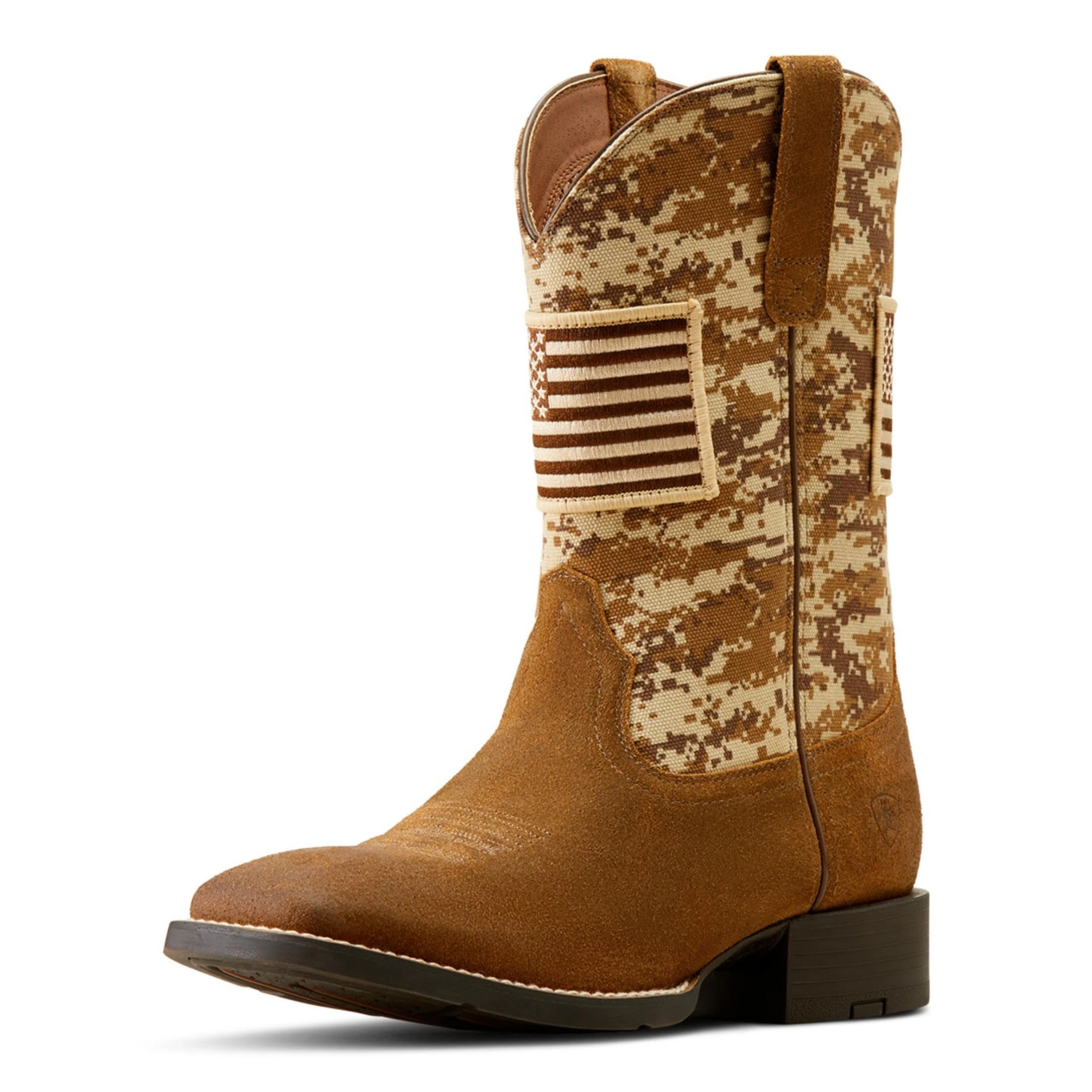 ARIAT Men's Sport Patriot Western Boot, Antique Mocha Suede/Sand Camo Print, 8.5 UK