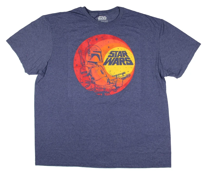 STAR WARS Men's Boba Fett Up Graphic T-Shirt, Navy Heather, Large - Image 1