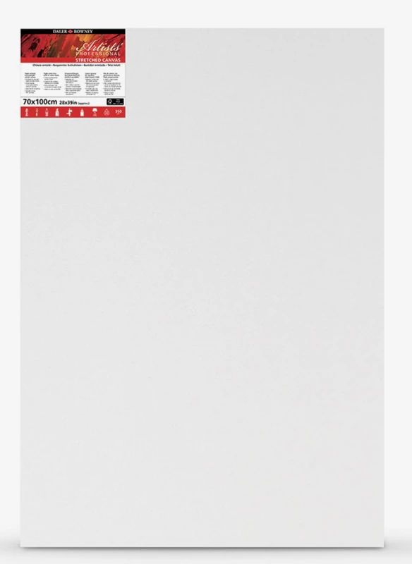 Daler-Rowney Artists' Stretched Canvas, Medium Grain, 350 gsm, 28mm Deep, 28 x 39in - 70 x 100 cm, White