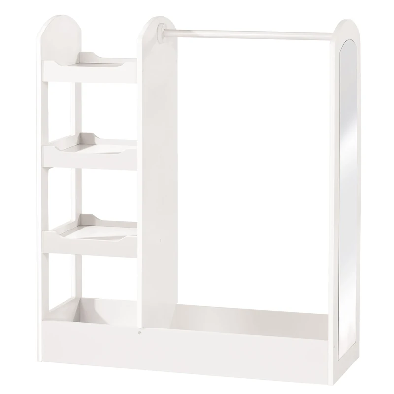 Roba Children’s Clothes Rail with Shelves and Large Mirror, White Wooden Finish