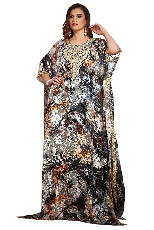 PalasFashion Women's Multi Color Handmade Free Size Kaftan Kaftan Saudi Arabic Style - One Size