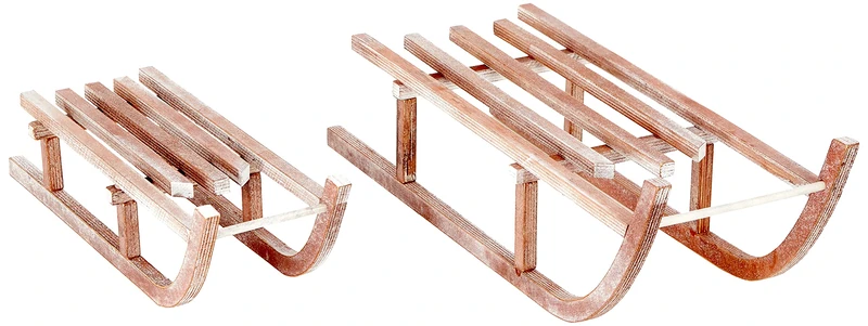 Small Foot Decoration Wooden Sledge, Beige