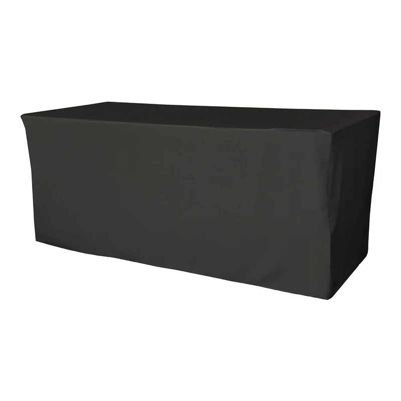 LA Linen Polyester Poplin Fitted Tablecloth 72 by 24 by 30-Inch, Black, 183 x 61 x 0.2 cm - Image 1