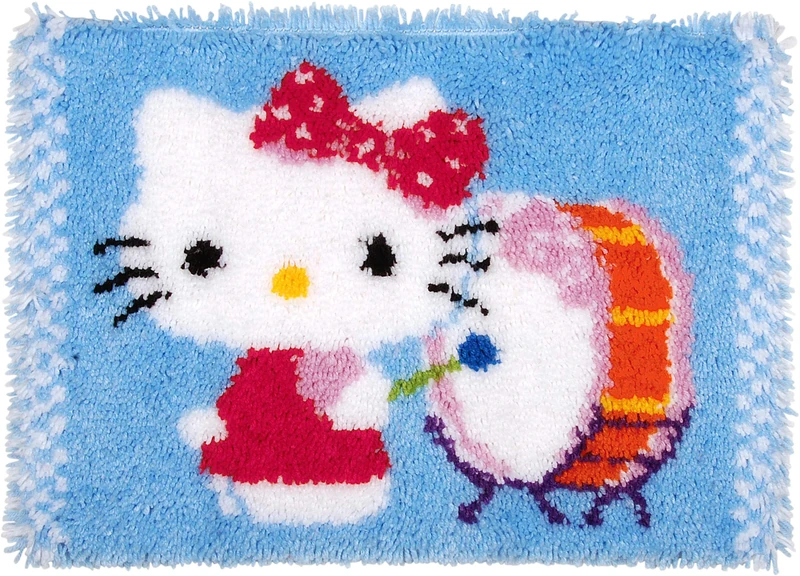 Vervaco Latch Hook Kit: Rug: Hello Kitty: Drumming, COTTON NA, 55 x 40cm