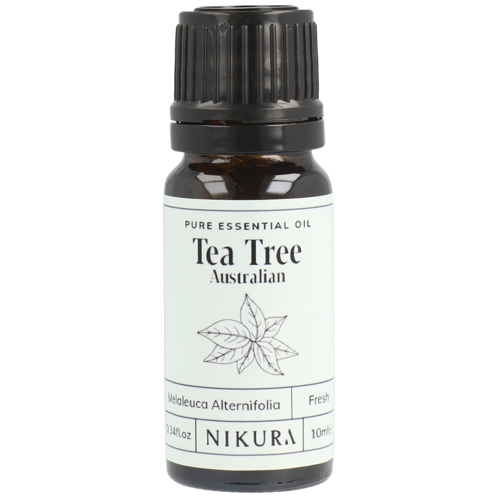 Nikura Pure Australian Tea Tree Essential Oil for Skin, Nail Fungus, Face, Hair, Acne, Piercings, Head Lice | Diffuser Oil for Home, Candle & Soap Making | 10ml | Vegan & UK Made