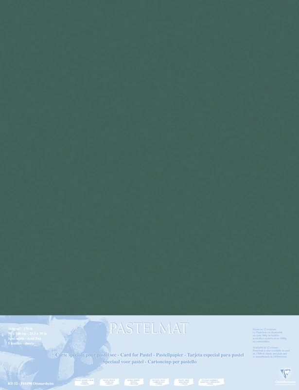 Clairefontaine - Ref 396009C - Pastelmat Mounted Board (5 Sheets) - 1800 Microns - 70 x 100cm - Anthracite Colour - Specially Formulated For Use With Pastels