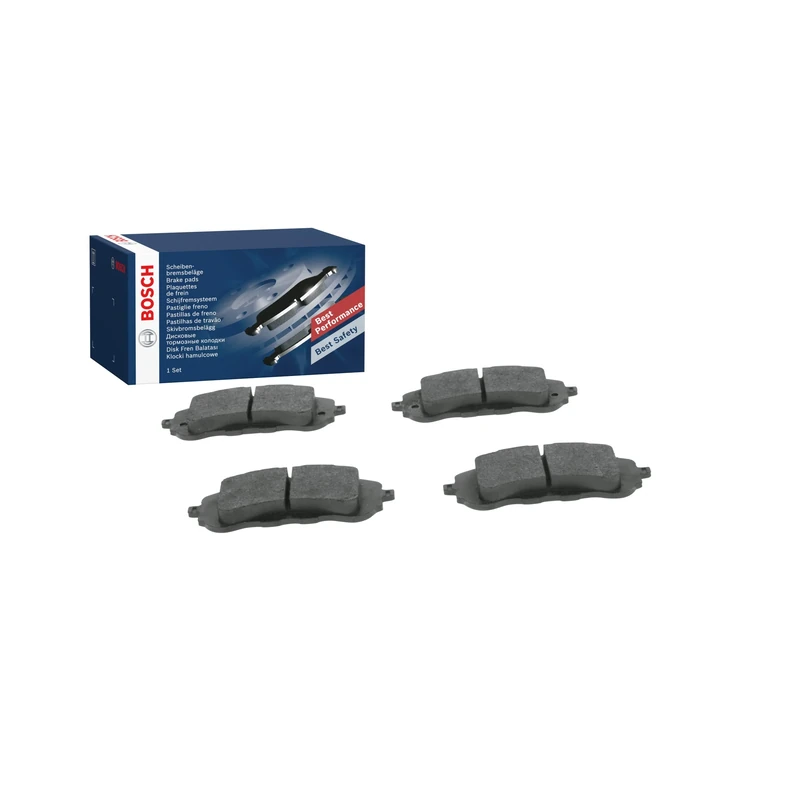 Bosch BP1709 - Brake Pads Car Front Axle - Bosch Quality - Reduced Noise and Dust - ECE-R90 Certified - Copper-Free - 1 Set of 4 Pads - With Accessories
