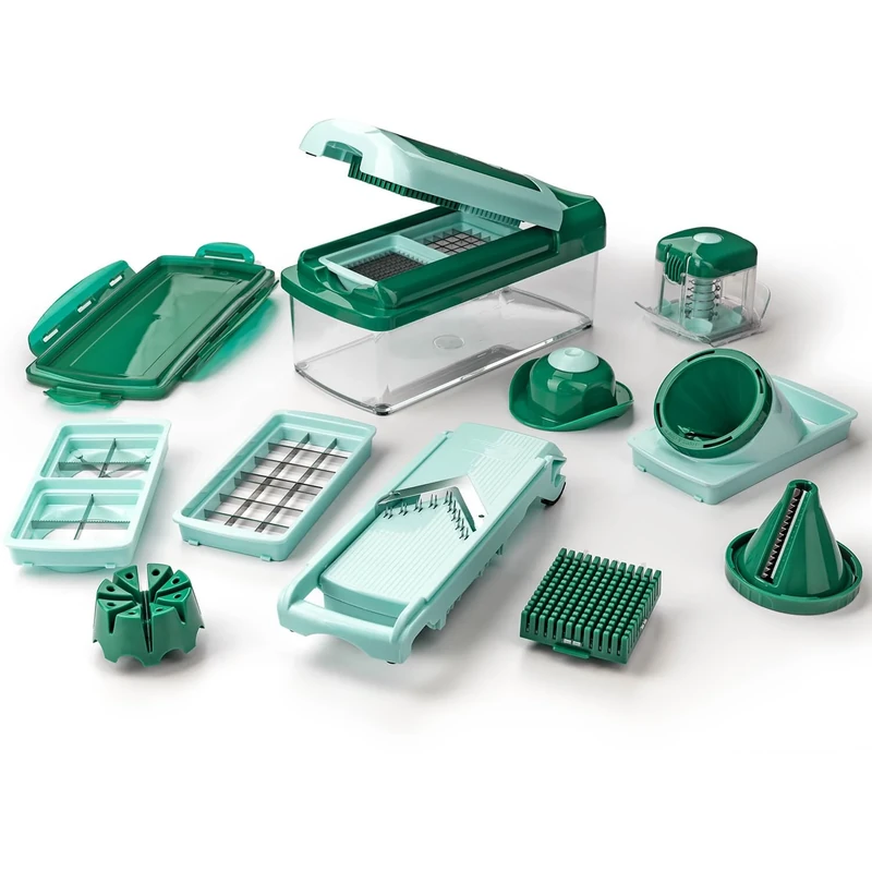 Genius vegetable and fruit slicer made of plastic, Plastic, mint green, 28.5 x 21 x 16.3 cm - Image 1