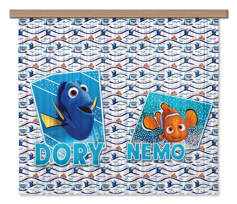 Disney AG Design Curtains Nemo – Kids Curtains – 3D Photo Print - 180 x 160 cm/ 71 x 63 inches - 2 Parts – FCSXL 4369