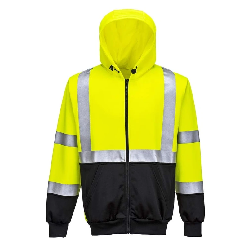 Portwest Hi-Vis Two-Tone Zipped Hoodie, Size: S, Colour: Yellow/Black, B315YBRS