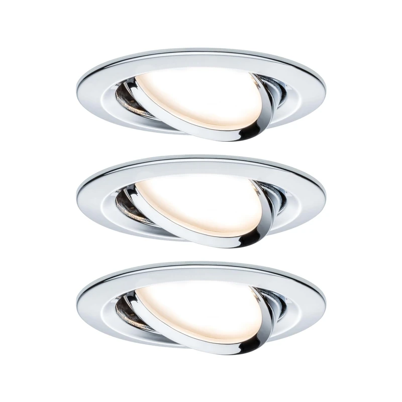 Paulmann 93880 Premium Recessed Light Set Coin Slim dimmable Round swiveling LED 3x6.8W 2700K 230V 51mm chr/alu
