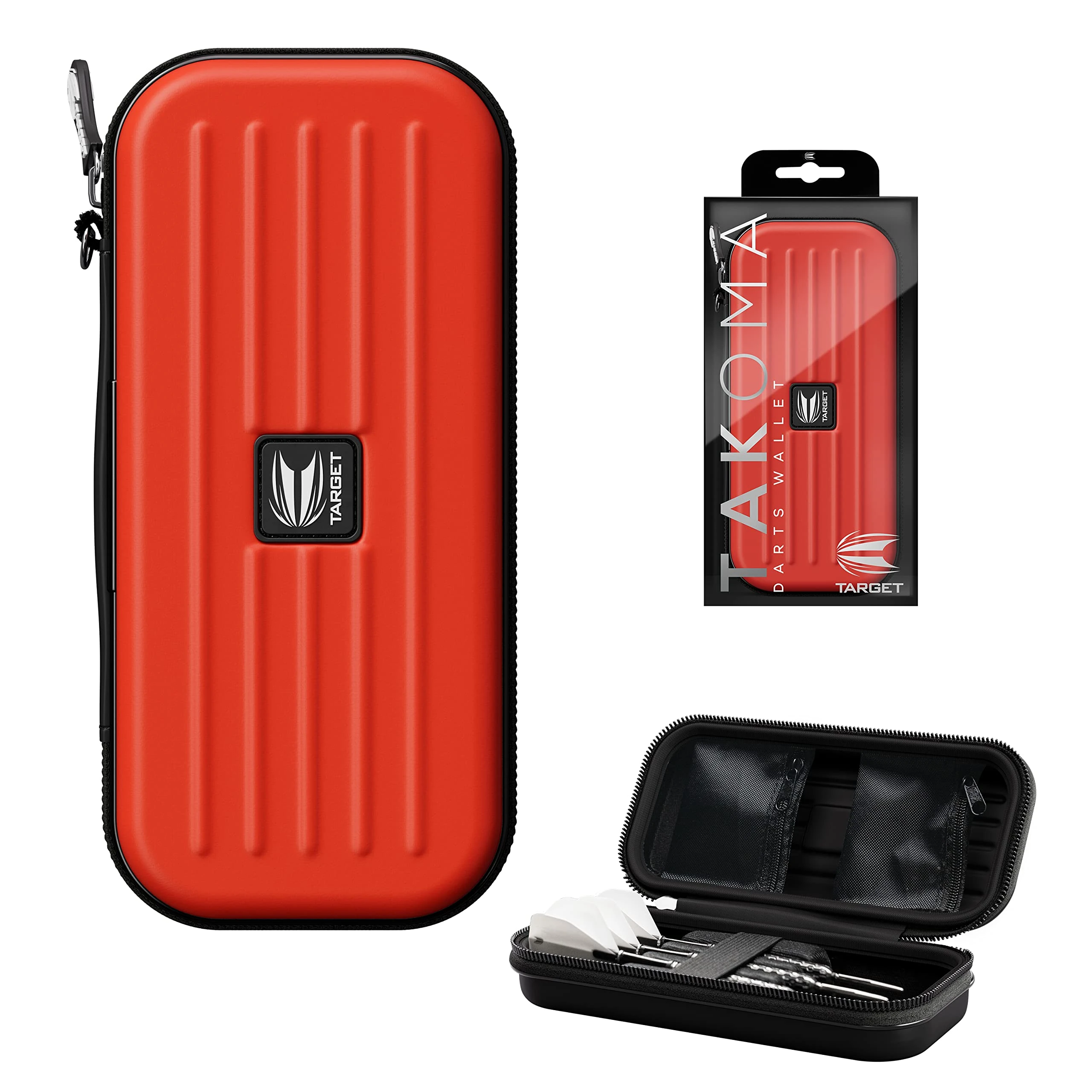 Target Darts Takoma Dart Case Wallet, Regular Size, Red | Store 3 Fully Assembled Darts & Accessories | Dart Holder with Zip Lock Pouches, Store Flights, Shafts & Swiss Points