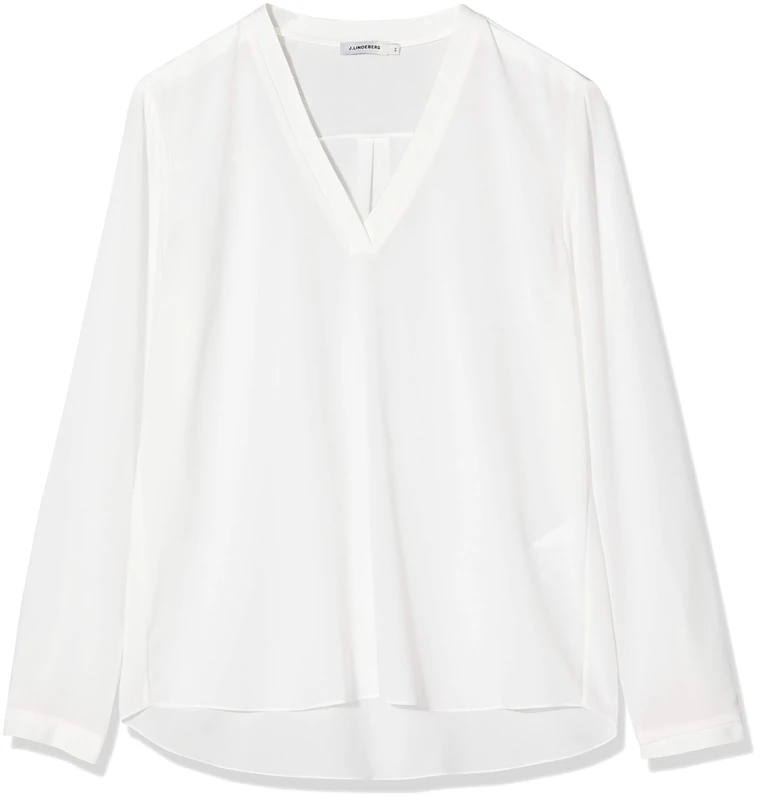 J. Lindeberg Women's Hope Plain Long Sleeve Blouses, Off-White, 16 (Manufacturer Size:44)