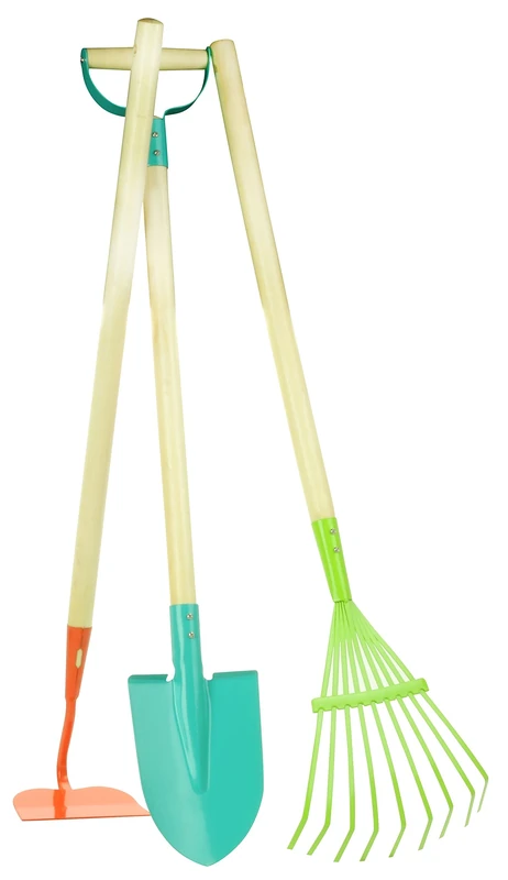 Vilac Large Garden Tools Set, Children's Gardening Set, 3 Piece Set Including a Hoe, Rake and Spade, 3 Years+