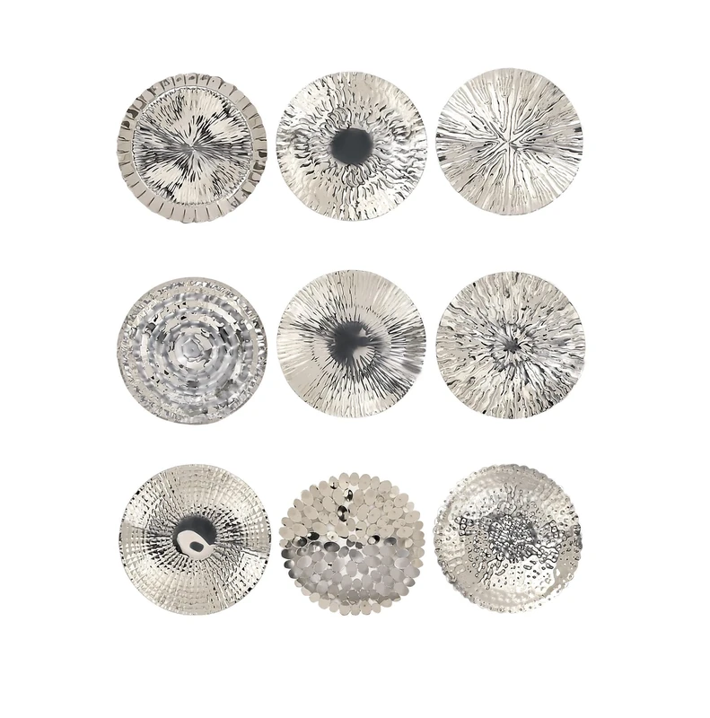 Deco 79 Decor, Silver, Set of 9 Wall Art 16" D