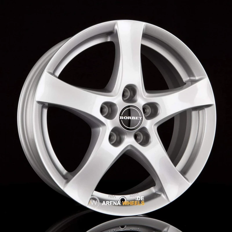 Borbet F 6.5 x 16 ET 50 Bolt Circle 5 x 114.3 Hub Centering 72.5 F 65650114.3572.5BS, Brilliant Silver