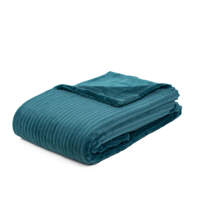 Gözze - Soft, Cuddly Throw/Blanket, Corduroy Look, 1620g/Stück, 150 x 200 cm - Petrol