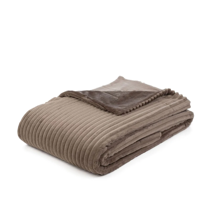 Gözze - Soft, Cuddly Throw/Blanket, Corduroy Look, 1620g/Stück, 150 x 200 cm - Taupe