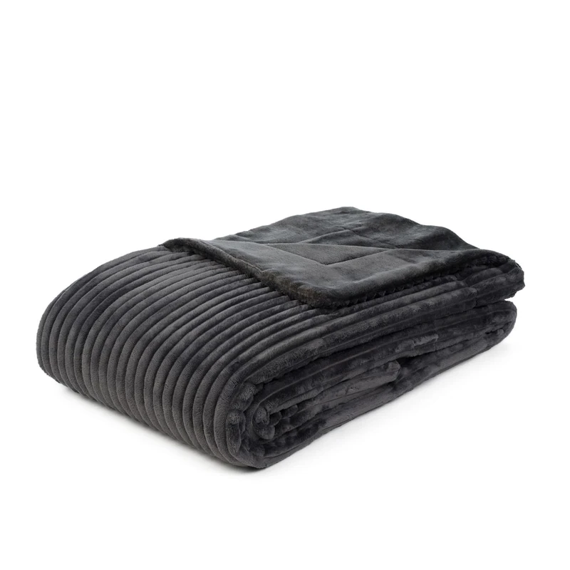 Gözze - Soft, Cuddly Throw/Blanket, Corduroy Look, 1620g/Stück, 150 x 200 cm - Anthracite