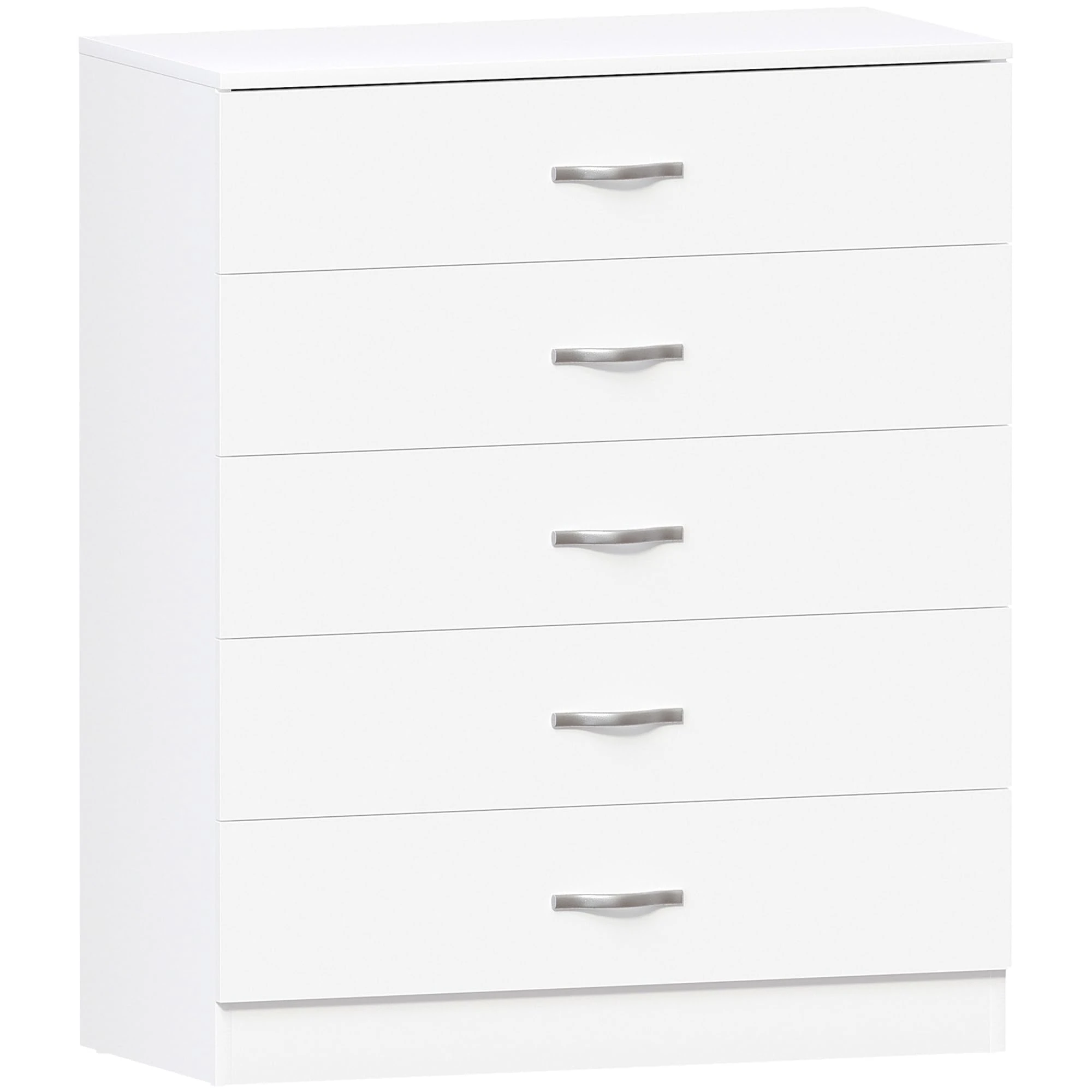 Vida Designs Riano 5 Drawer Chest of Drawers, Metal Handles and Runners, Anti-Bowing Drawer Support, Bedroom, Nursery Furniture, White