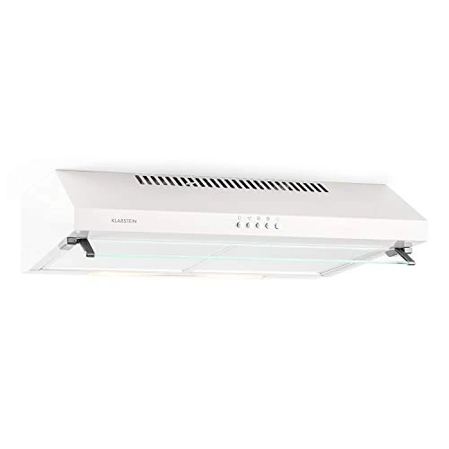 Klarstein Purista - Extractor Hood, Substructure Hood, Extractor Hood, 60 cm Wide, Stainless Steel, Wall Mounting, Halogen Lighting, 186 m³ / h Exhaust Air Rate, Hinged Clear Glass Panel - Pale Silver