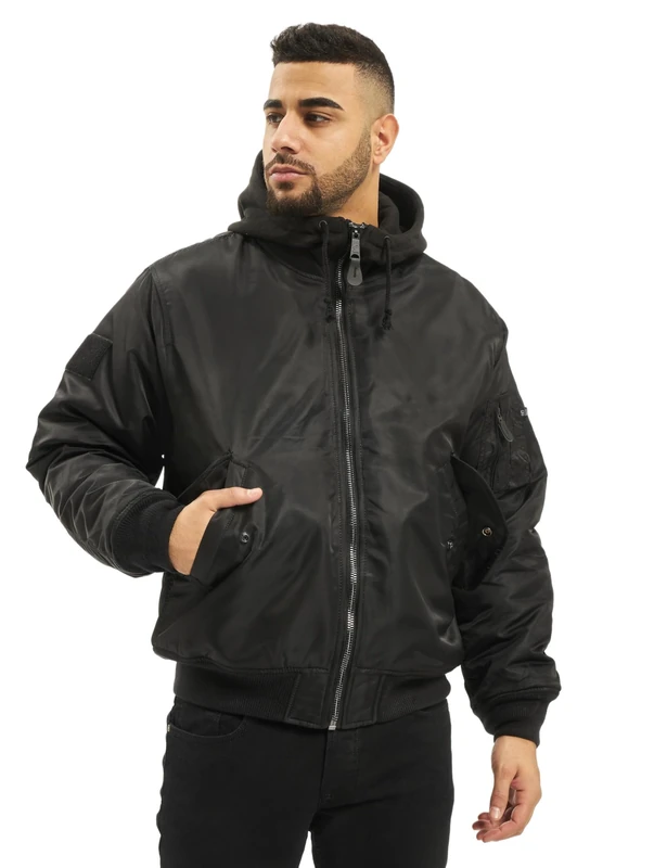 Brandit MA1 Sweat Hooded Jacket, color: black, size: L