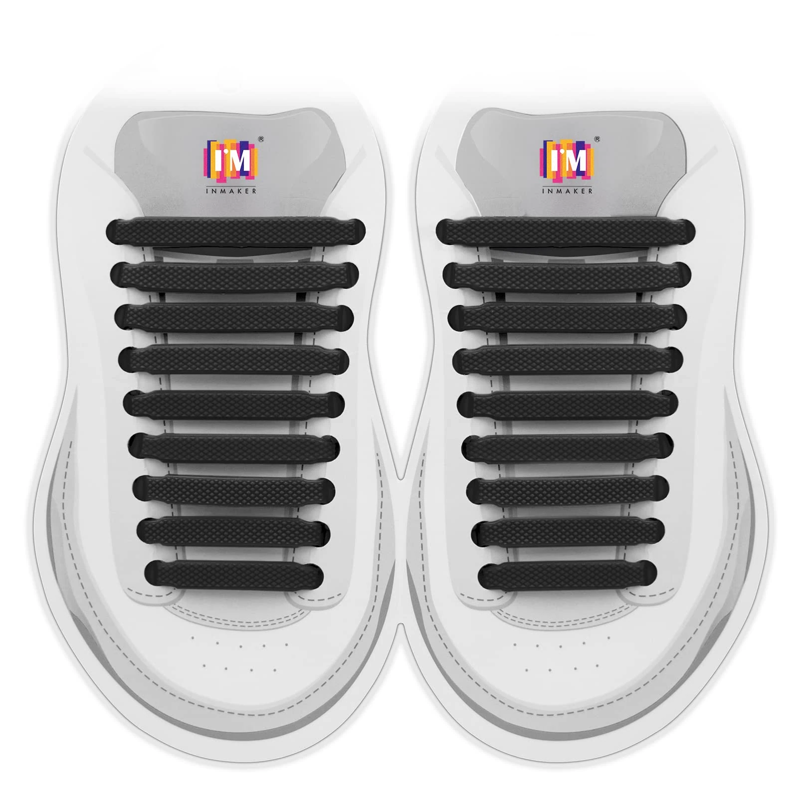 INMAKER No Tie Laces for Kids and Adults, Elastic Laces for Trainers, Silicone Tieless Flat Shoelaces for Running Shoes