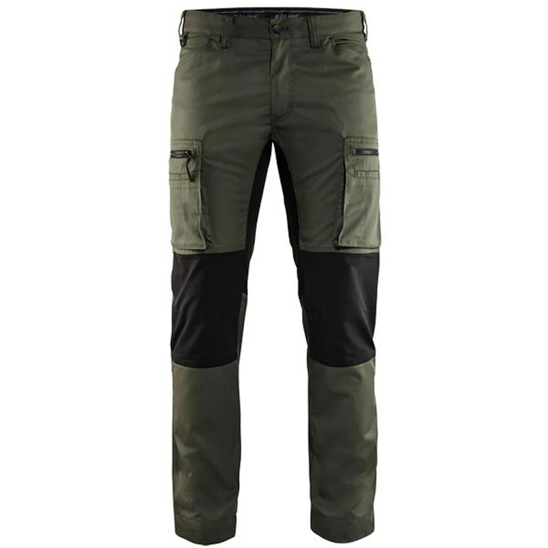 Blakläder 145918454699C60 Size C60 "Stretch" Service Trousers - Army Green/Black