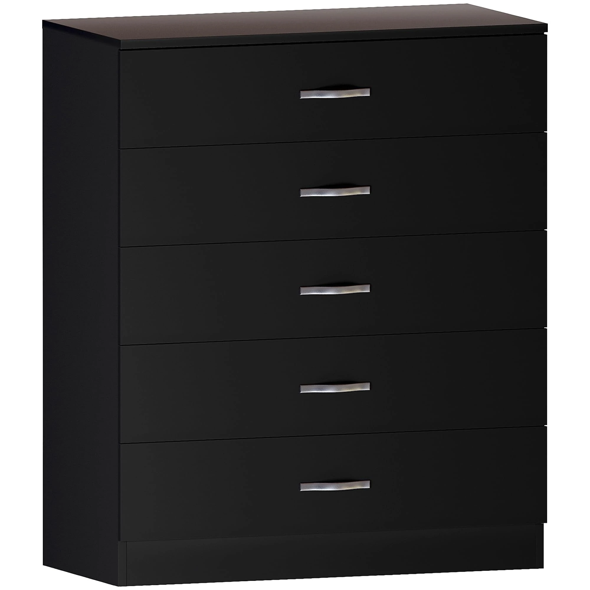 Vida Designs Riano 5 Drawer Chest of Drawers, Metal Handles & Runners, Anti-Bowing Drawer Support, Bedroom, Nursery Furniture, Black