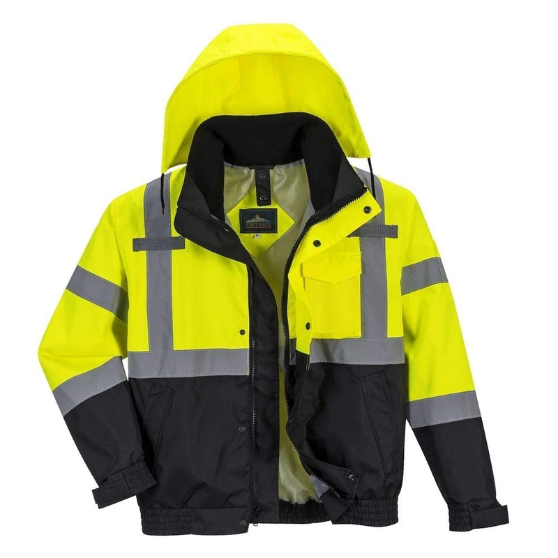 Portwest Hi-Vis Premium 3-in-1 Bomber, Color: Yellow/Black, Size: L, S365YBRL