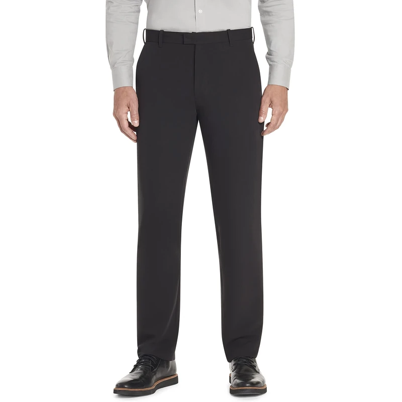 Van Heusen Men's Flex Flat Front Straight Fit Pant Casual, Black, 36W x 30L