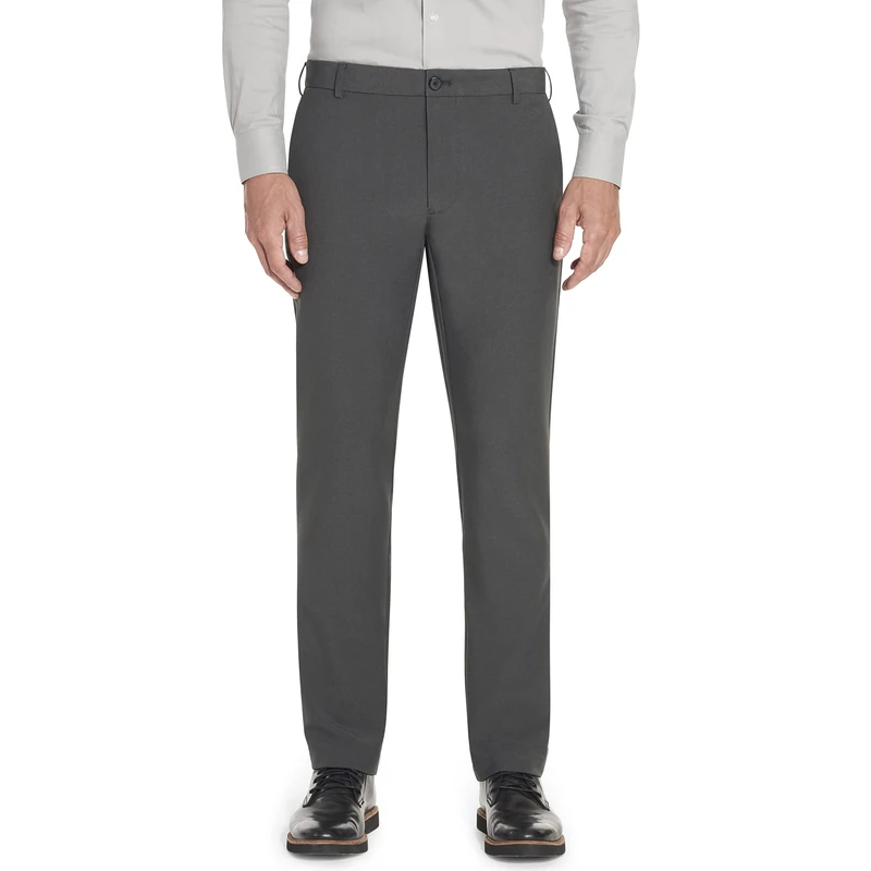 Van Heusen Men's Flex Flat Front Straight Fit Pant Casual, Charcoal, 34W x 30L