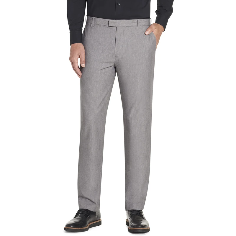 Van Heusen Men's Flex Flat Front Straight Fit Pant Casual, Silver Grey, 36W x 32L
