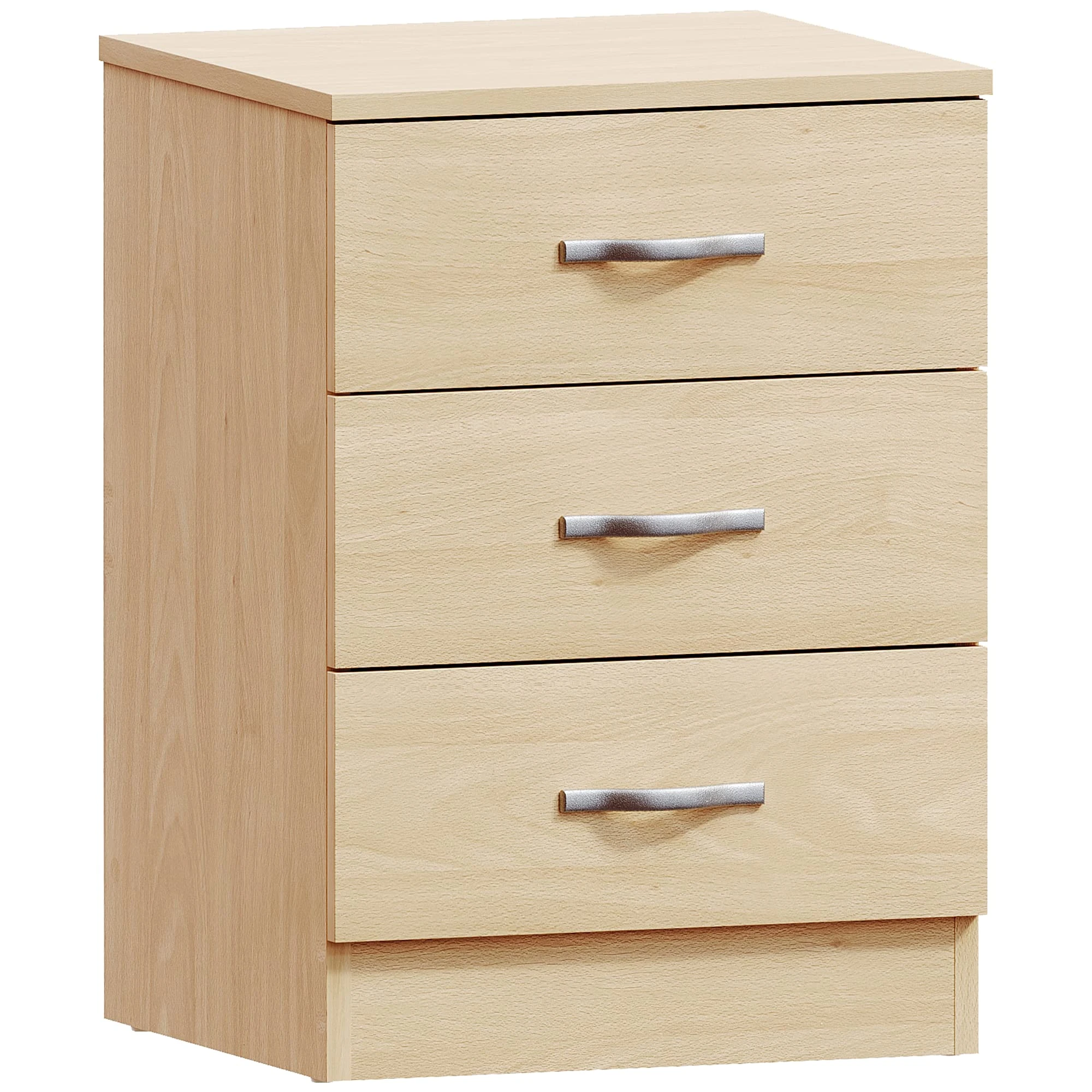 Vida Designs Large Pine Bedside Drawer, Bedside Cabinet, 3 Drawer, Bedside Table, Metal Handles and Runners