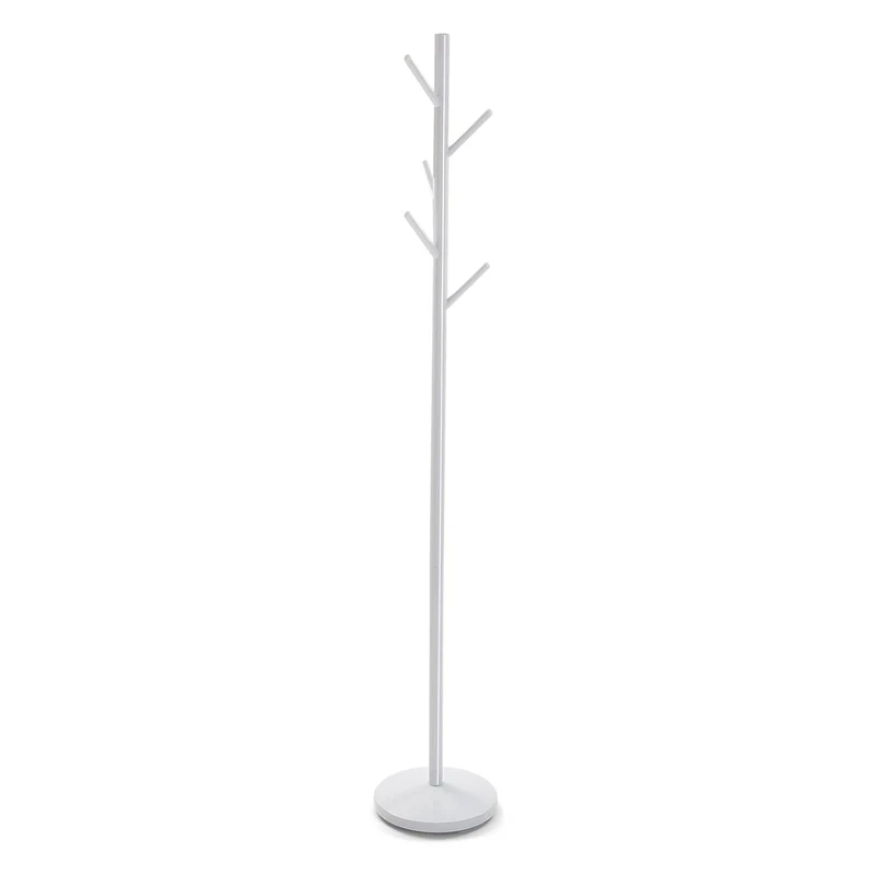 Versa Adelisa Floorstanding Coat Rack ideal for hallway or entryway, with 5 Clothes or Bag Hooks or Hangers for the Entrance Hall, Measurements (H x L x W) 170 x 28,5 x 28,5 cm, Metal, Colour White