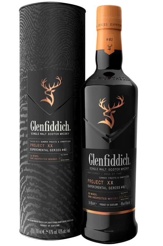 GLENFIDDICH Project XX Single Malt Scotch Whisky - Experimental Series - Sweet & Smoky - Summer Fruits & Candyfloss - 20 Minds, 1 Unexpected Whisky - Product Of Scotland - 47% ABV - 70 cl