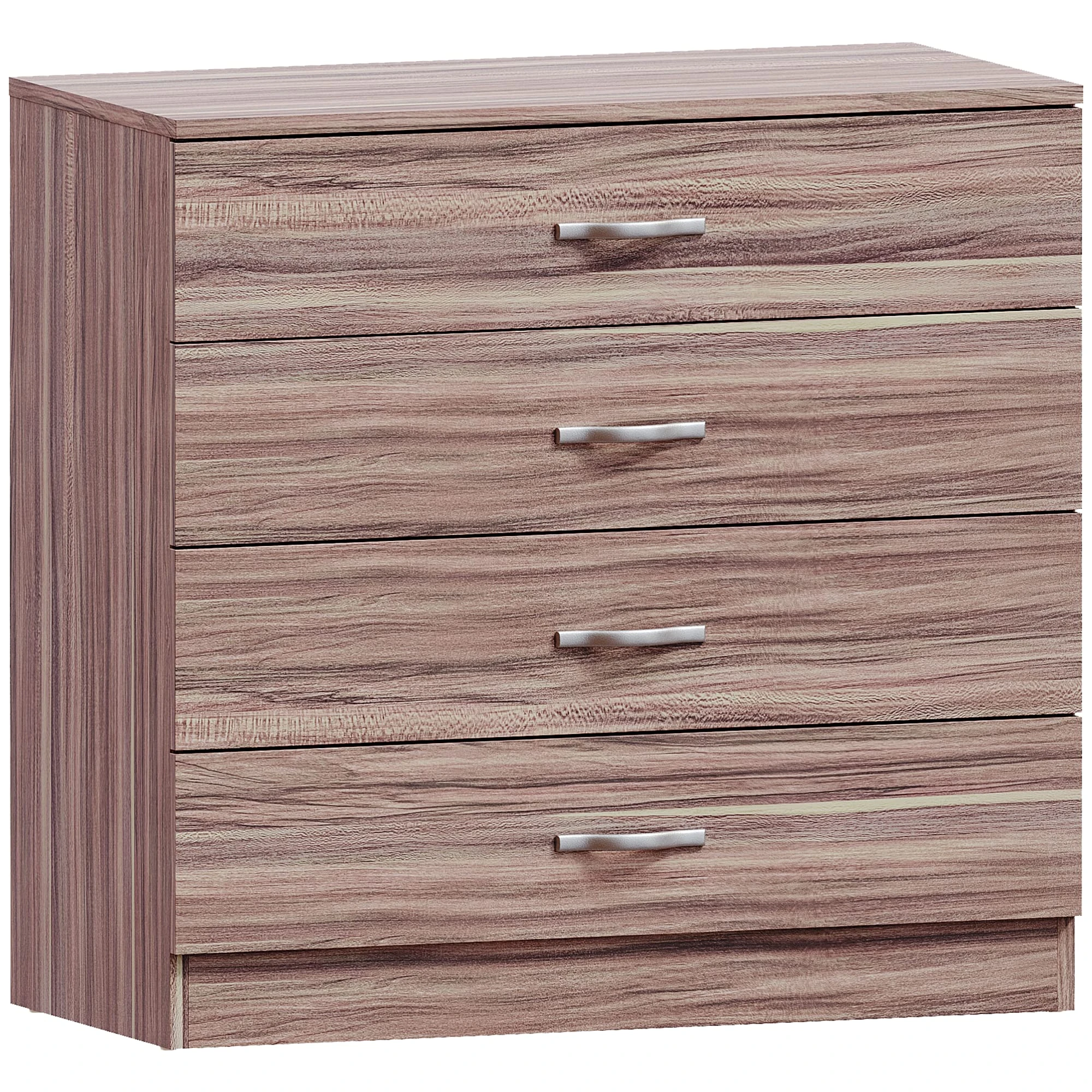Vida Designs Walnut Chest of Drawers, 4 Drawer With Metal Handles and Runners, Unique Anti-Bowing Drawer Support, Riano Bedroom Furniture