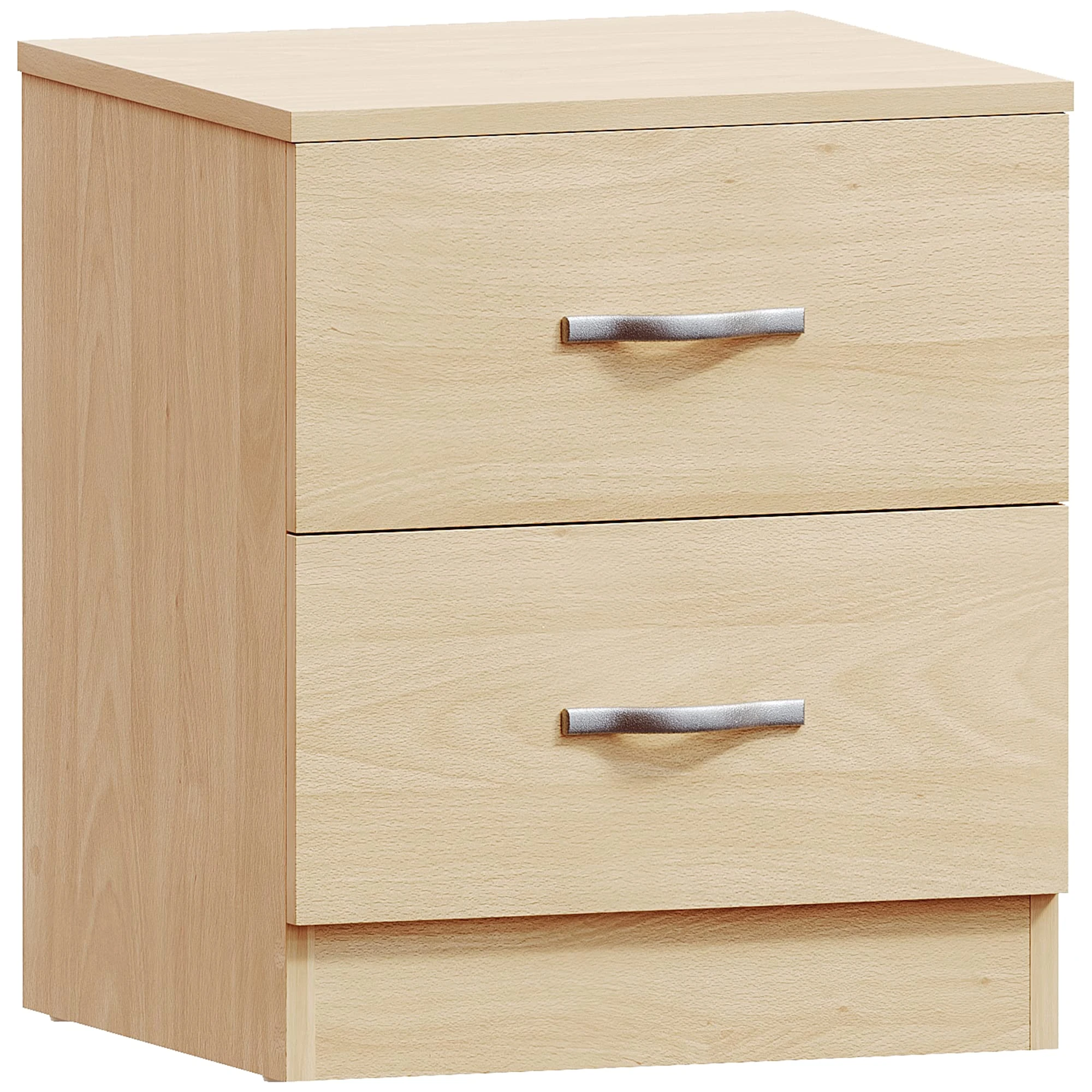 Vida Designs Large Pine Bedside Cabinet, 2 Drawer With Metal Handles and Runners, Unique Anti-Bowing Drawer Support, Riano Bedroom Furniture