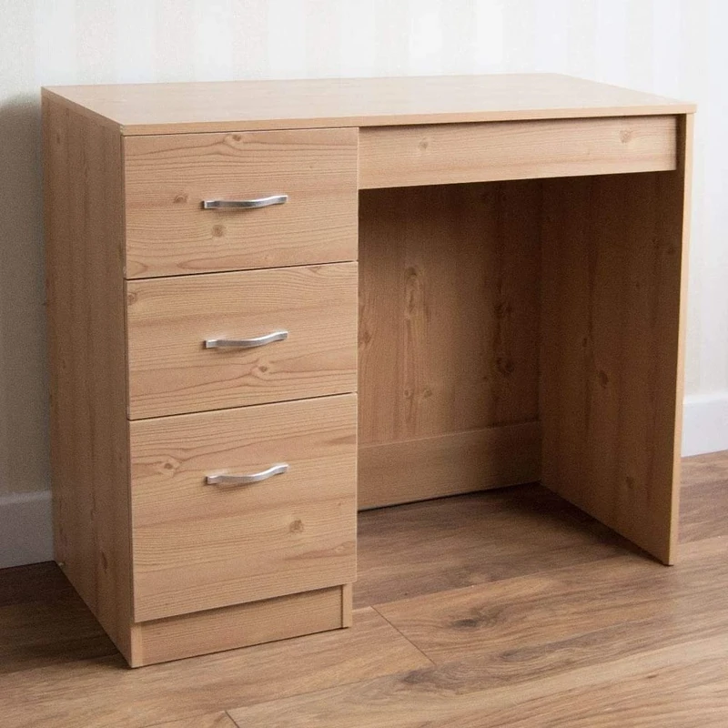 Vida Designs Home Pine 3 Drawer Dressing Table Makeup Desk Riano Bedroom Furniture