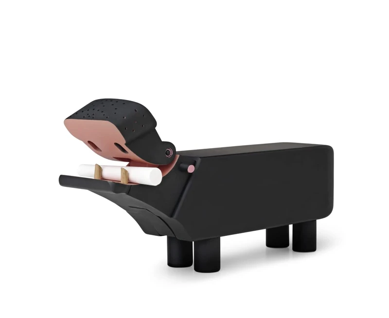 Kay Bojesen Hippo Figurines 12.5 cm Wooden Figures Blackboard Colour Varnished Black
