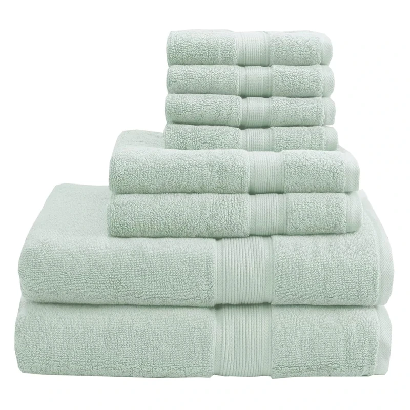 Madison Park 800GSM Bathroom Towel Set of 8 100% Cotton Bath Towel Set for Bathroom Luxurious Highly Absorbent 2 Bath Towels 2 Hand Towels 4 Washcloths Quick Dry Spa Quality Seafoam
