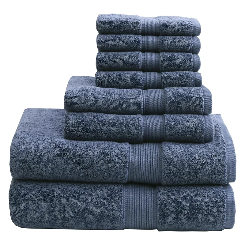 Madison Park SIGNATURE 800GSM 100% Cotton Luxurious Bath Towel Set, Slate Blue, Multi-Sizes