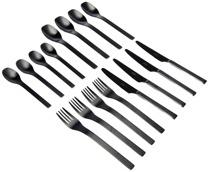 Penn Bodum K6335-01 Barcelona Cutlery Set, 16 Pieces, Stainless Steel, Black, 4 x 20 x 2 cm, 6 Units