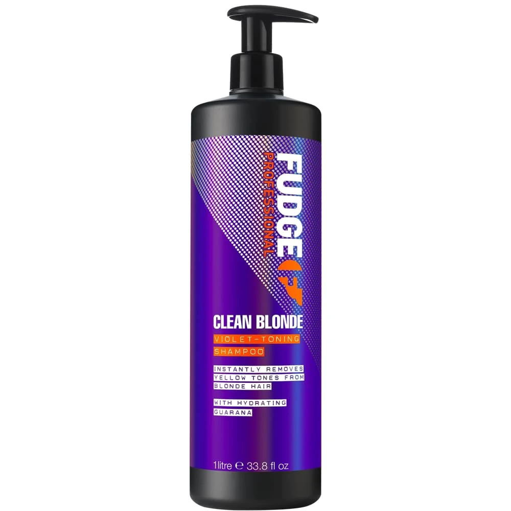 Fudge Professional Original Clean Blonde Shampoo, Bulk Size, Purple Toning for Blonde Hair, 1 Litre